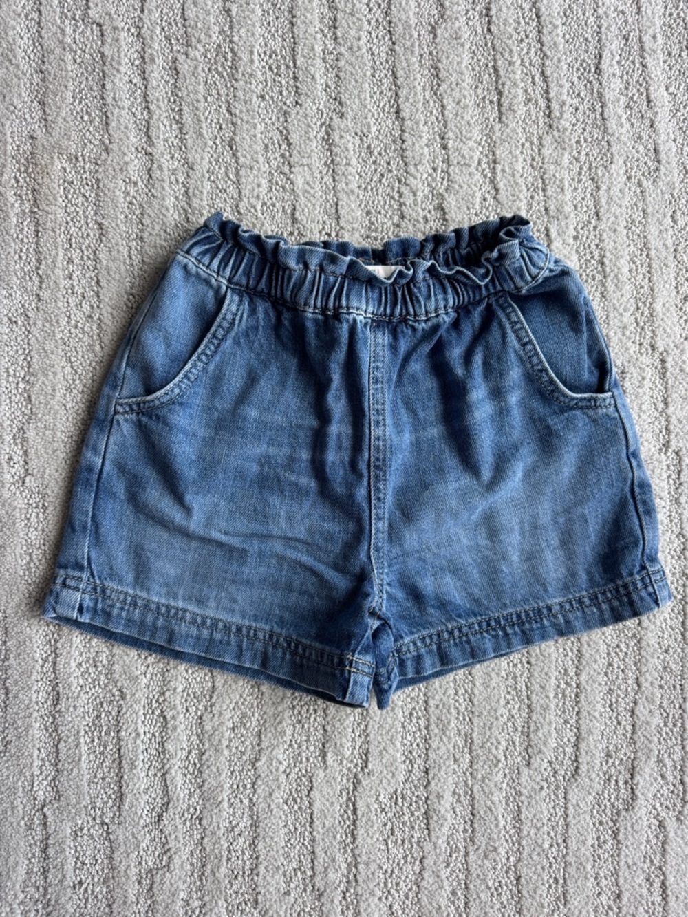 Mini Boden Denim Paperbag pull on Waist Shorts - Blue